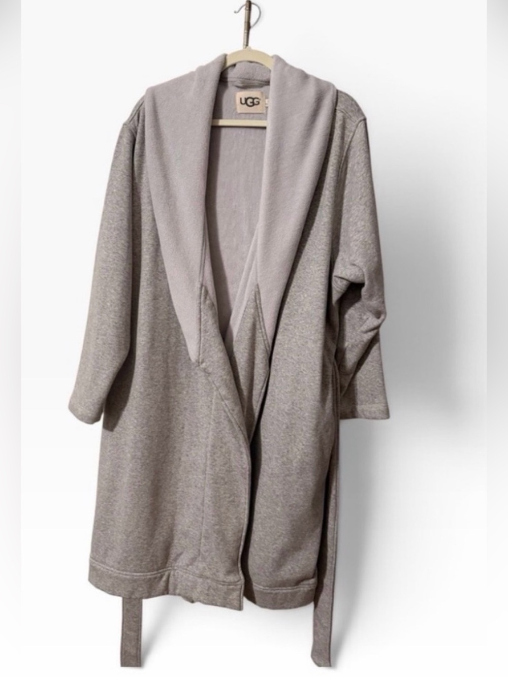 UGG Blanche II Women's Light Gray Open-Front Robe w/Belt and Pockets 2X